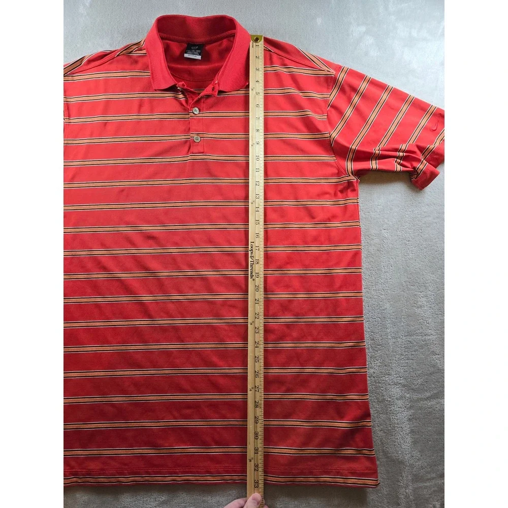 Vintage Nike Dri Fit UV Golf‎ Polo Shirt Mens XXL Red Stripe Short Sleeve Y2K